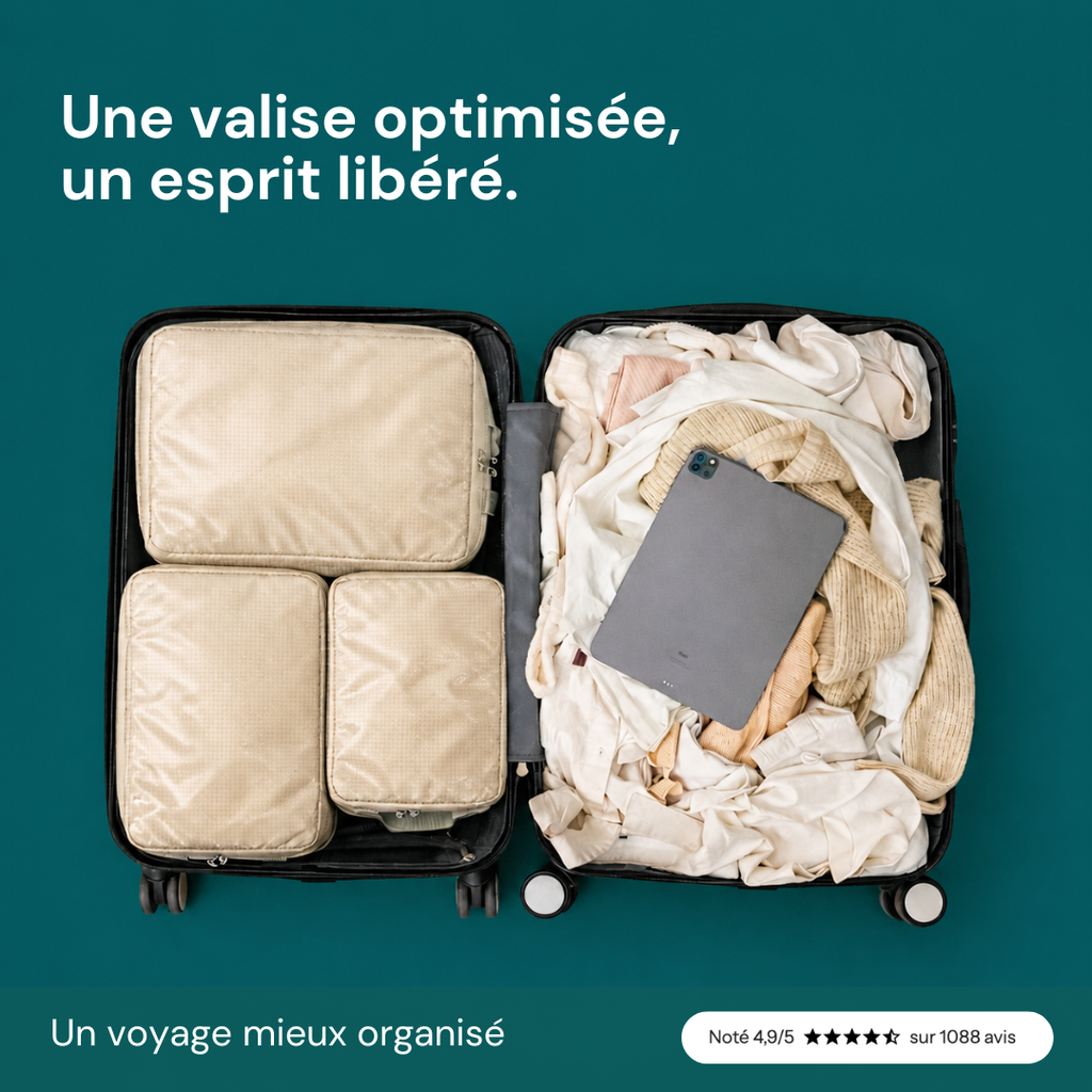 Set de rangement compressible pour valise – 6 pièces
